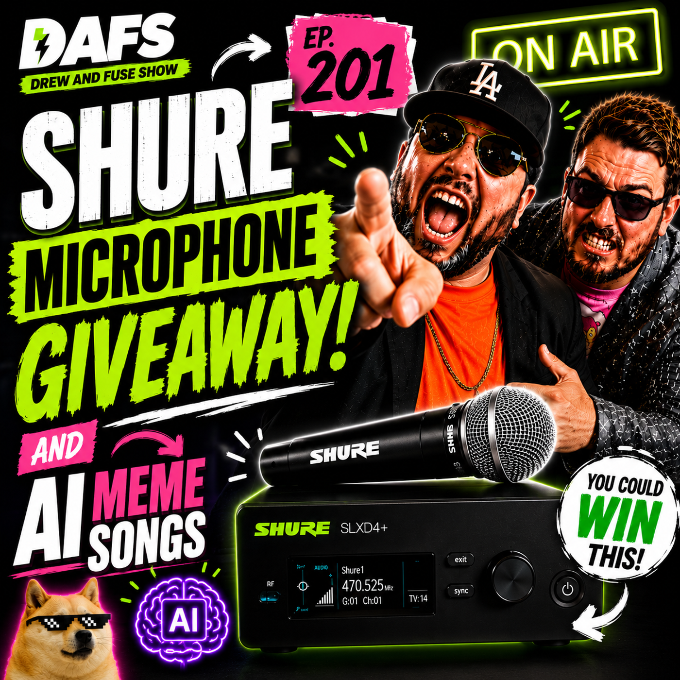 AI Meme Songs, Shure Mic Giveaway | EP 201 episode artwork