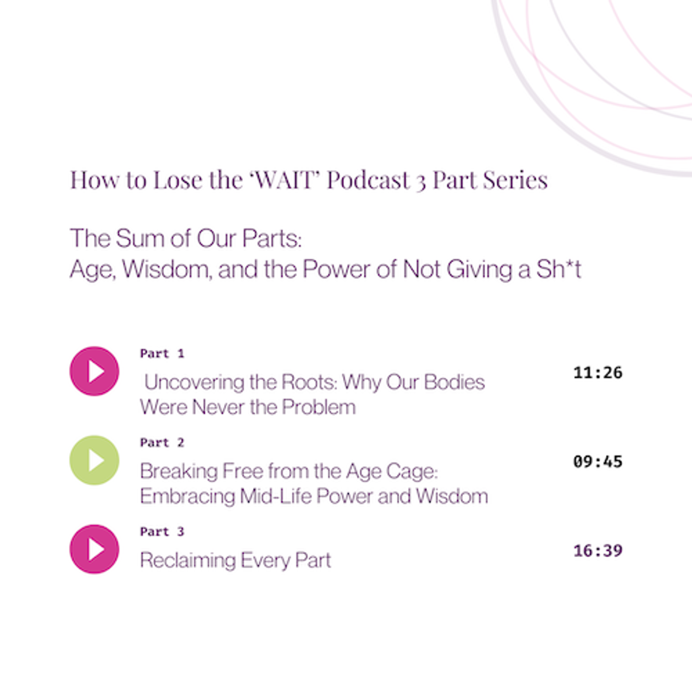55. The Sum of Our Parts 2- Breaking Free from the Age Cage, Embracing Mid-Life Power and Wisdom