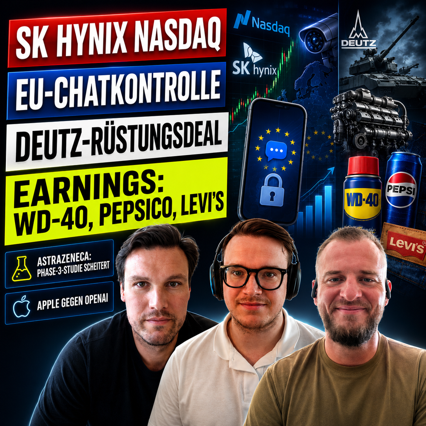 SK Hynix Nasdaq, EU-Chatkontrolle, Deutz-Rüstungsdeal, EARNINGS: WD-40, PepsiCo, Levi’s | #34 episode artwork