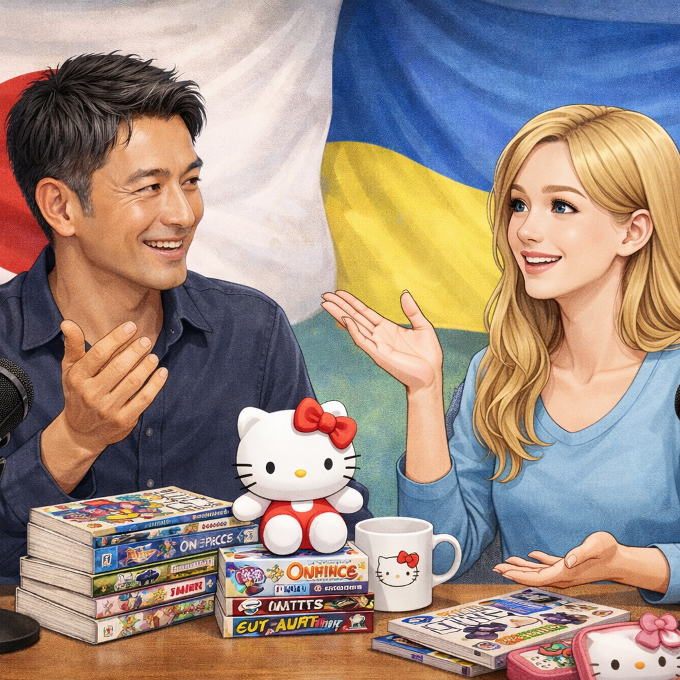 Japanese teacher & Ukrainian student talking Manga Anime Work episode artwork