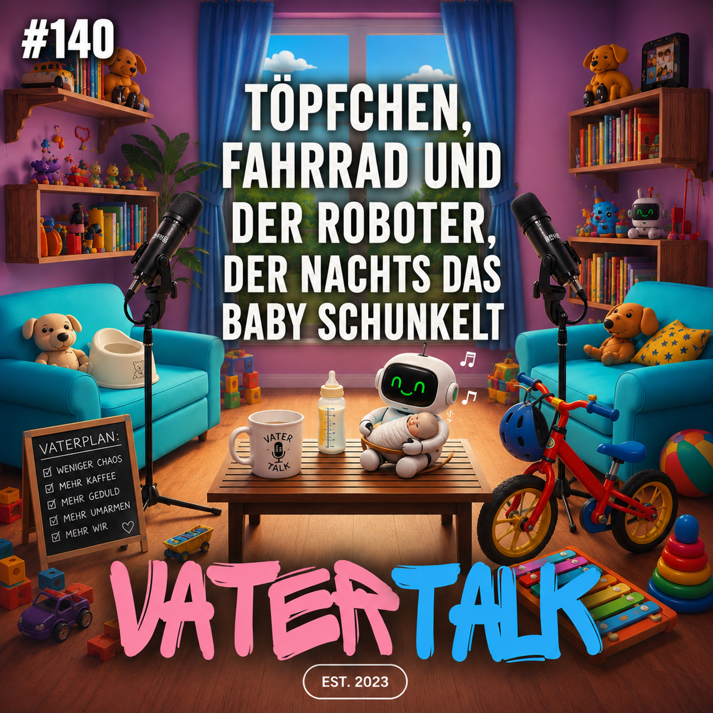 #140 Töpfchen, Fahrrad und der Roboter, der nachts das Baby schunkelt episode artwork
