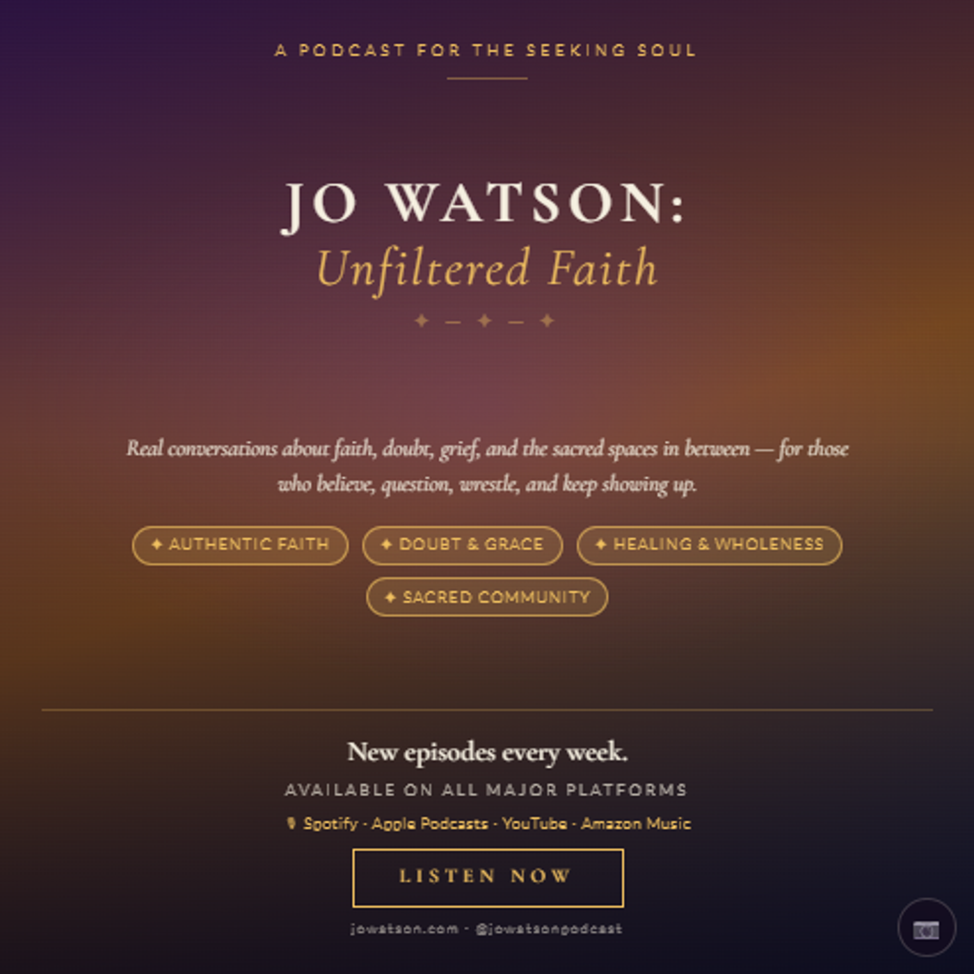 Jo Watson: Unfiltered Faith podcast artwork